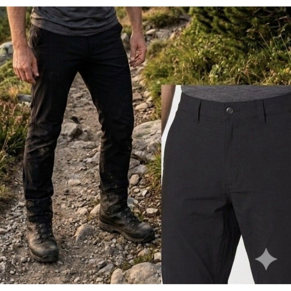Eddie Bauer Pants Mens 33x34 Black Horizon Guide Chino Stretch Outdoor Hiking